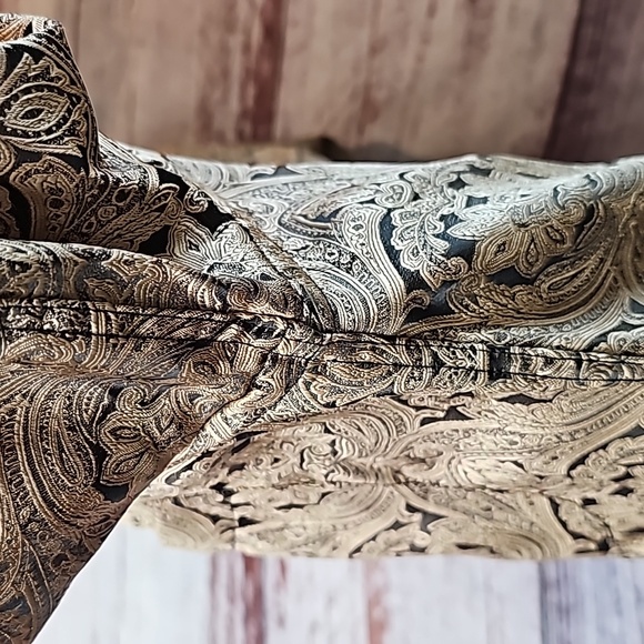 LEONARDI ITALY MEN'S GOLD BLACK LONG SLEEVE BUTTON-UP DRESS SHIRT - Picture 9 of 16